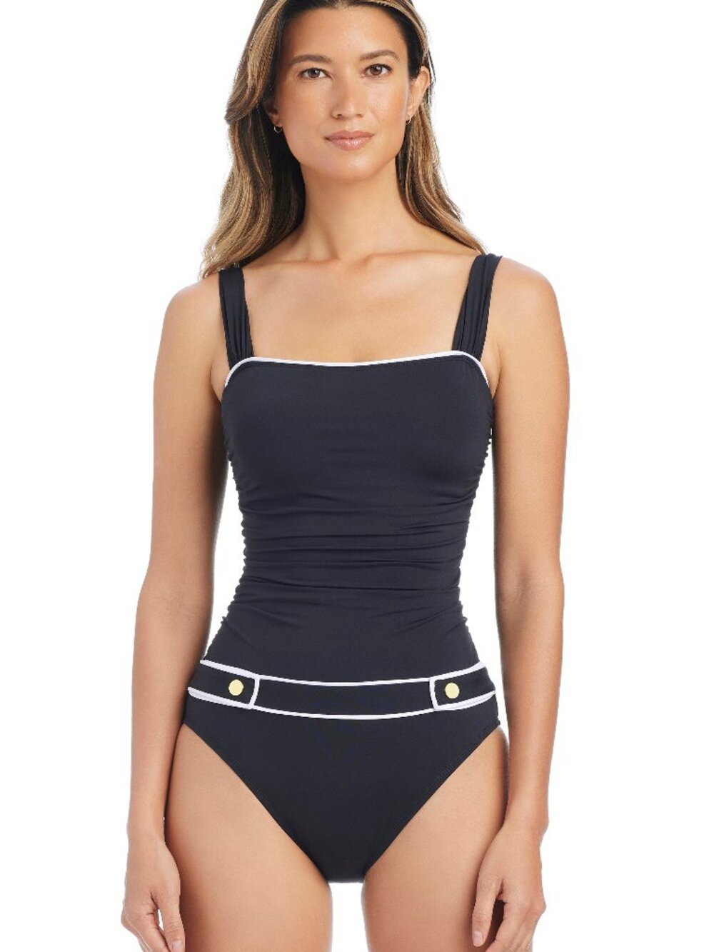 Bleu Rod Beattie ahoy captain one-piece swimsuit  black size 8  NEW